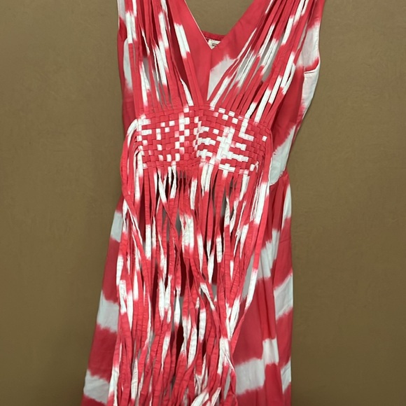 Sundance red and white tie die midi dress size 2 100% cotton - Picture 3 of 8